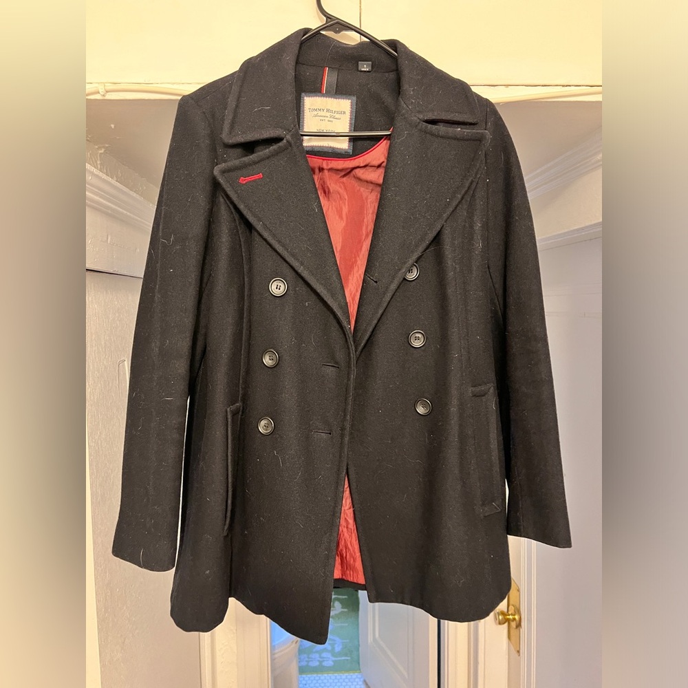 Navy blue Tommy Hilfiger wool peacoat size small